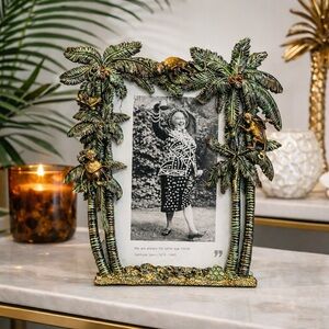 Tropical Palm Tree Monkey Jeweled 5x7 Photo Frame – Glam Jungle Decor